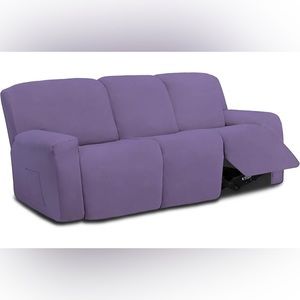 3 Seats Sectional Recliner Sofa Slipcover Soft Fitted Fleece Couch Cover Purple